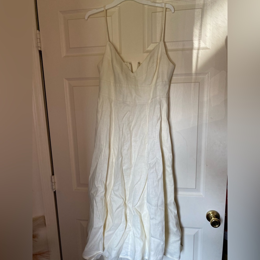 Cream linen dress with pockets